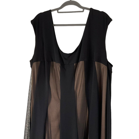 Connected Woman Black Dress 24W Scoop Back Contrasting Panel A-line Elegant - Picture 9 of 10